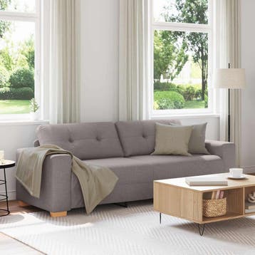vidaXL 3-Zits Sofa Taupe 220 cm Stof, Verzenden, Nieuw