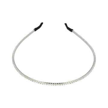 Haarband Diadeem 0,3cm – 1 Rij Strass Steentjes – Metaal –, Nieuw