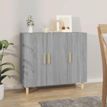 vidaXL Dressoir 90x34x80 cm bewerkt hout grijs sonoma, Verzenden