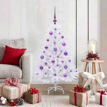 vidaXL Kunstmatige Hinged Kerstboom Wit 120 cm PVC en Staal, Verzenden