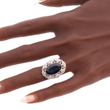 Ring - 14 karaat Geel goud - 14.00ct. tw. Saffier - Diamant, Nieuw