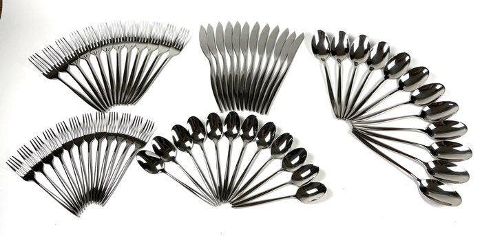 Bestekset voor 12 personen (60) - Fluire Set - 18/10, Antiek en Kunst, Kunst | Designobjecten
