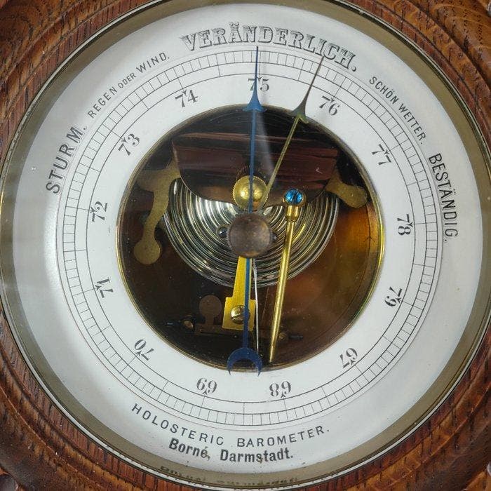 Borné (Darmstadt) Aneroid barometer - Hout, Antiek en Kunst, Antiek | Overige Antiek