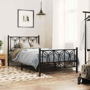 vidaXL Bedframe met hoofd- en voeteneinde metaal zwart, Verzenden