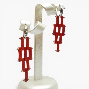 Bloedkoraal - Zilver - Oorbellen - handgemaakt