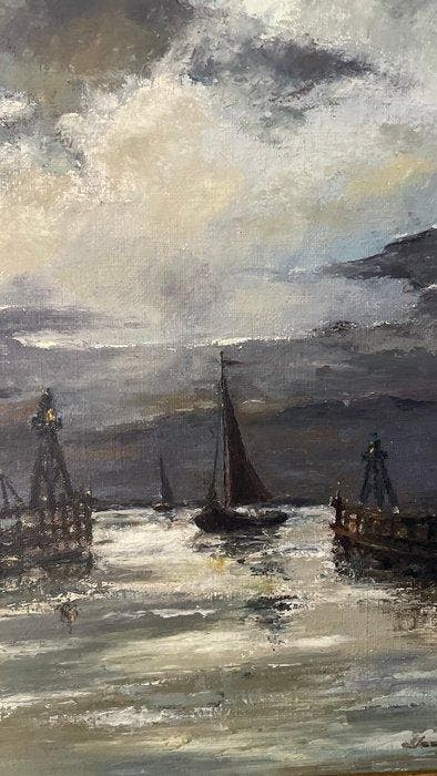 Verhagen (XX) - Zeegezicht, Antiquités & Art, Art | Peinture | Classique