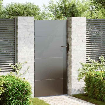 vidaXL Tuinpoort 85 x 175 cm Poedercoated staal Zwart, Verzenden, Nieuw