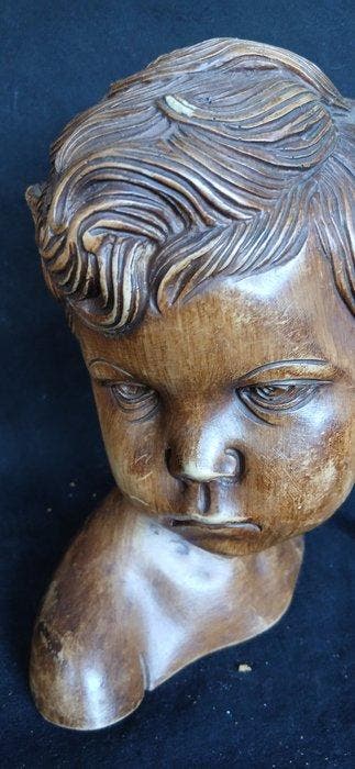 Beeld, Borstbeeld jongen - 22 cm - Steen