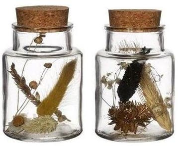 Vaasje Naturel met kurk incl. droogbloemen 10×7 cm per stuk, Nieuw