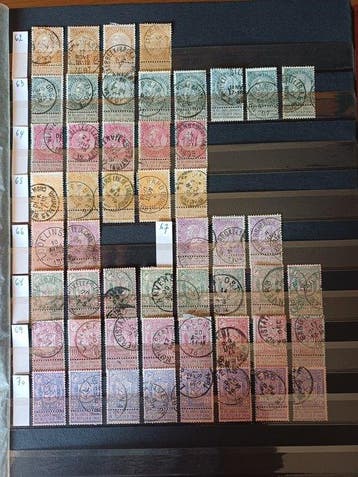 België - Klassiek nrs 53 tot 125 in meerdere exemplaren, Gestempeld