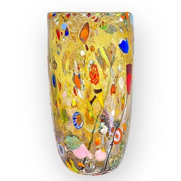 Filippo Maso - Vase - Grand vase ambré avec une feuille