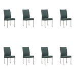 Set van 8 Leren eetkamerstoelen Comfort met wieltjes -, Ophalen of Verzenden, Nieuw, Leer, Eén