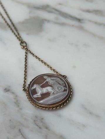 Ketting met hanger - 14 karaat Geel goud - antieke