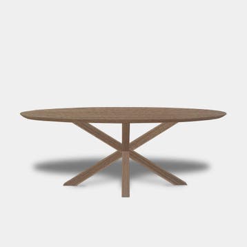 Tafel Ovaal Eikenhout  Matrix Hout  220x110, Huis en Inrichting, Nieuw