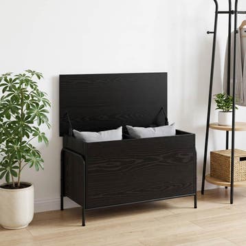 vidaXL Opbergbox Zwart eiken 80 x 40 x 49,5 cm Bewerkt hout, Huis en Inrichting, Verzenden, Nieuw
