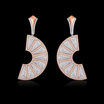 Oorbellen - 18 karaat Roségoud - 3.37ct. tw. Diamant, Nieuw