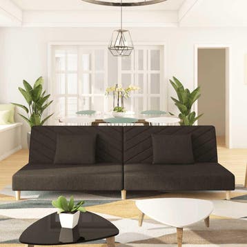 vidaXL Slaapbank / zetel 2-zits met 2 kussens stof bruin, Huis en Inrichting, Verzenden, Nieuw