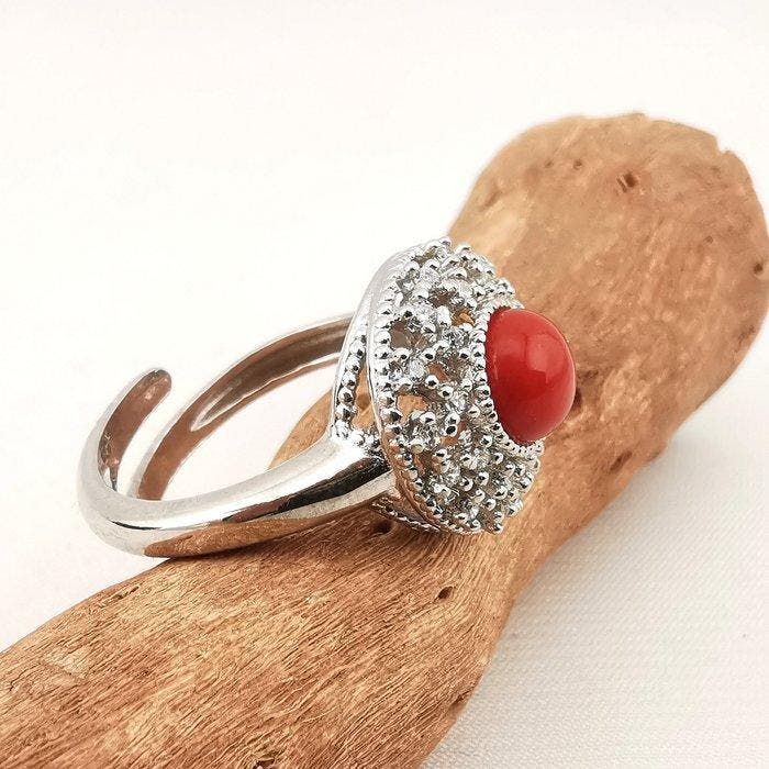 Koraal - Argento 925 - Ring - Italiaans vakmanschap, Antiquités & Art, Curiosités & Brocante