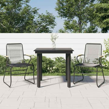 vidaXL 3-delige Tuinset PVC-rattan zwart, Tuin en Terras, Verzenden, Nieuw, Tuinset