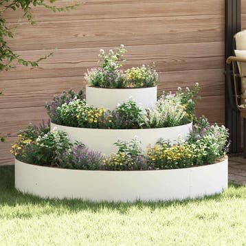 vidaXL Plantenbak Wit 120 x 120 x 20 cm Koudgewalst staal, Verzenden, Nieuw