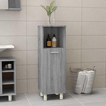 vidaXL Badkamerkast 30x30x95 cm bewerkt hout grijs sonoma, Verzenden, Nieuw