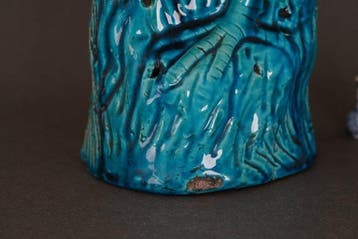 An Exceptional Large Turquoise Glazed Standing Rooster with