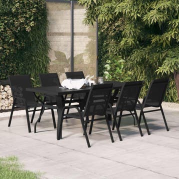 vidaXL 7-delige Tuinset zwart, Tuin en Terras, Verzenden, Nieuw, Tuinset