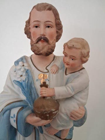 Beeld, Heilige Jozef met Kind - 35 cm - Porselein, Antiek en Kunst
