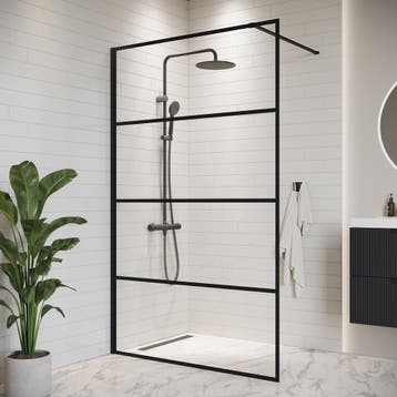 Douchewand Essos 120 x 200 cm Zwart – Inloopdouche 8 mm, Verzenden, Nieuw