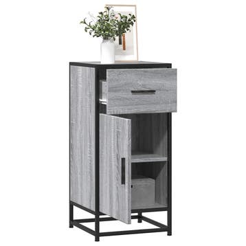 vidaXL Dressoir 35,5x35x76 cm bewerkt hout en metaal grijs, Verzenden