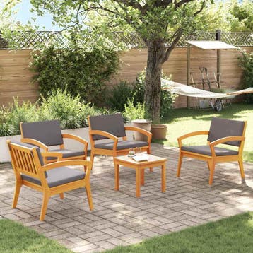 vidaXL Bistroset met kussen 5 pcs Bruin Polyester, Verzenden, Nieuw