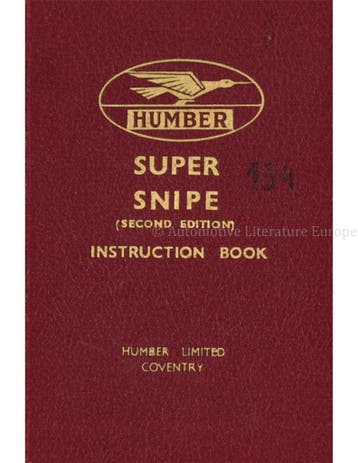 1939 HUMBER SUPER SNIPE INSTRUCTIEBOEKJE ENGELS, Ophalen of Verzenden