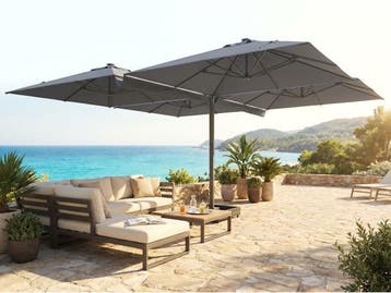 Veiling - Vierdubbele hangende parasol Donkergrijs (4 * 300x
