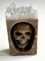 Motobikers Amulet Indrukwekkend Memento Mori Bruine Geode, Antiquités & Art