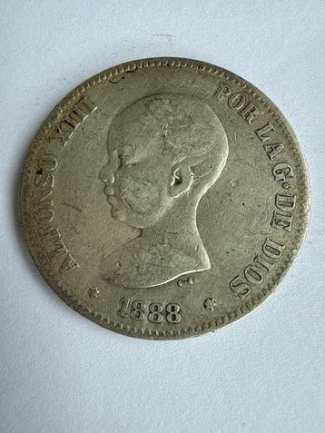 Spanje. Alfonso XIII. 5 Pesetas 1888-1889 MPM (Lote de 2