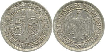 50 Pfennig Duitsland 50 Reichspfennig 1932 E ss/vz J 324, Verzenden, België