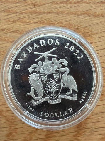 Barbados. 1 Dollar 2022 Queen Elizabeth In Memoriam, 1/2 oz, Postzegels en Munten
