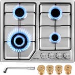 4 Brander Gaskookplaat RVS | Retour Deal -43% OP=OP!, Verzenden, Nieuw, 4 kookzones, Inbouw