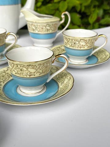 Vintage Japanese Coffee Set – Tokyo China – Blue & Gold