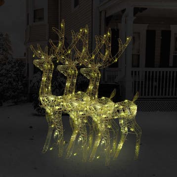 vidaXL Kerstversieringen rendier 3 st 128 cm acryl warmwit, Verzenden, Nieuw