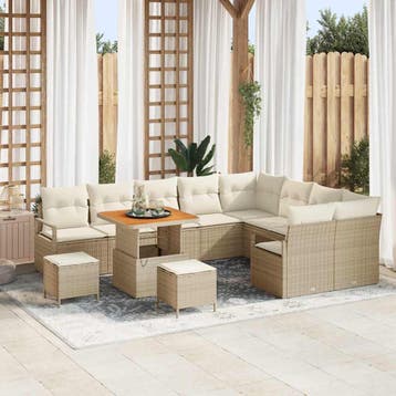 vidaXL Tuinbank Set 12 st 11-Aantal zitplaatsen Beige en, Verzenden, Nieuw