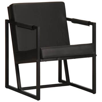 vidaXL Fauteuil echt leer zwart, Verzenden