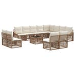 vidaXL Tuinbank Set 13 pcs Beige poly rattan, Tuin en Terras, Verzenden, Nieuw