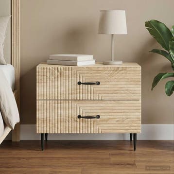 vidaXL Nachtkastje Sonoma Eiken 62 x 34,5 x 47,5 cm Bewerkt, Verzenden, Nieuw
