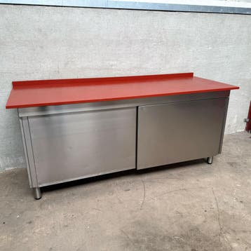 RVS Werkkast Snijtafel met opbergruimte 200 cm Horeca, Ophalen of Verzenden, Gebruikt, Inox Meubilair