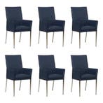 Set van 6 Leren eetkamerstoelen Royal - Toledo Kobalt, Ophalen of Verzenden