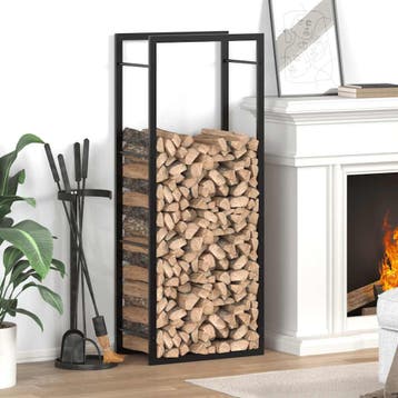 vidaXL Haardhoutrek 50x28x132 cm staal matzwart, Verzenden
