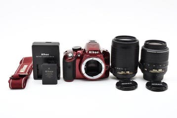 Nikon D3200 Red + AF-S DX Nikkor 3.5-5.6/18-55mm G VR + AF-S, Audio, Tv en Foto, Nieuw