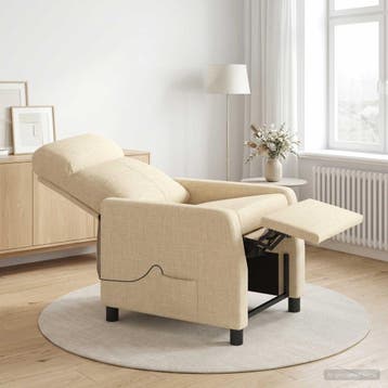 vidaXL Massage Relaxstoel Crèmekleurig Stof, Maison & Meubles, Fauteuils, Verzenden