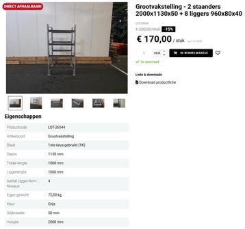 Grootvakstelling voordelige partijen -Direct afhaalbaar -15%, Ophalen of Verzenden